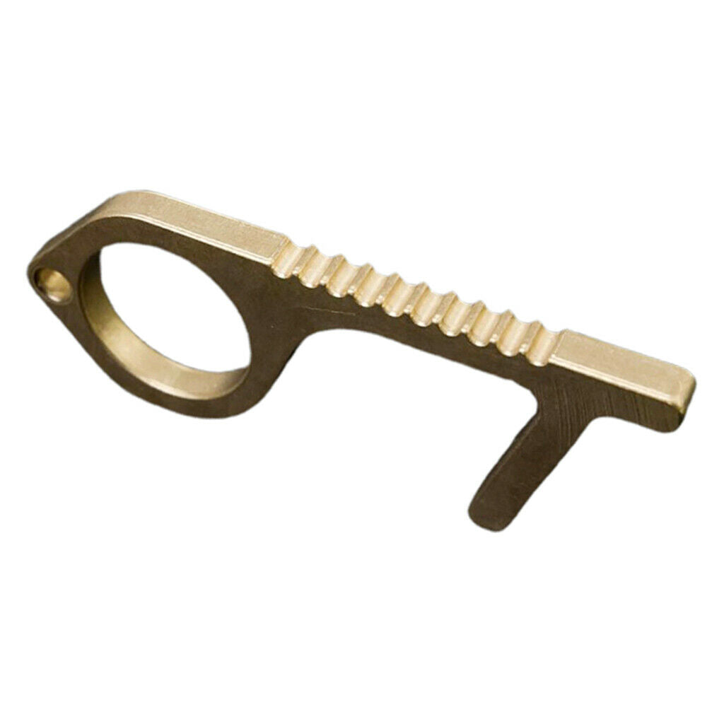 Non Contact Hand Brass Door Opener Handle Key Tool Keychain Avoid Touching