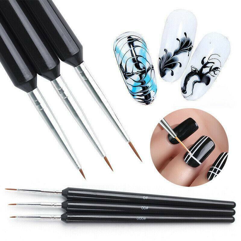 3X Nail Art Pen Dotting Drawing Painting UV Gel Liner Polish Brush Accessories