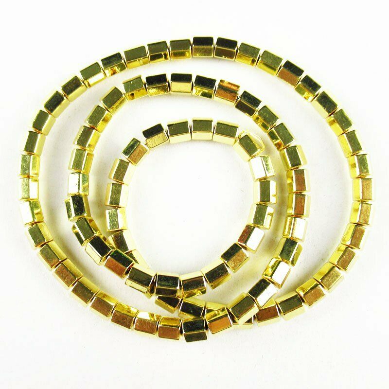 4x4mm Faceted Yellow Hematite Column Loose Bead 15.5 inch 25g A-453TS