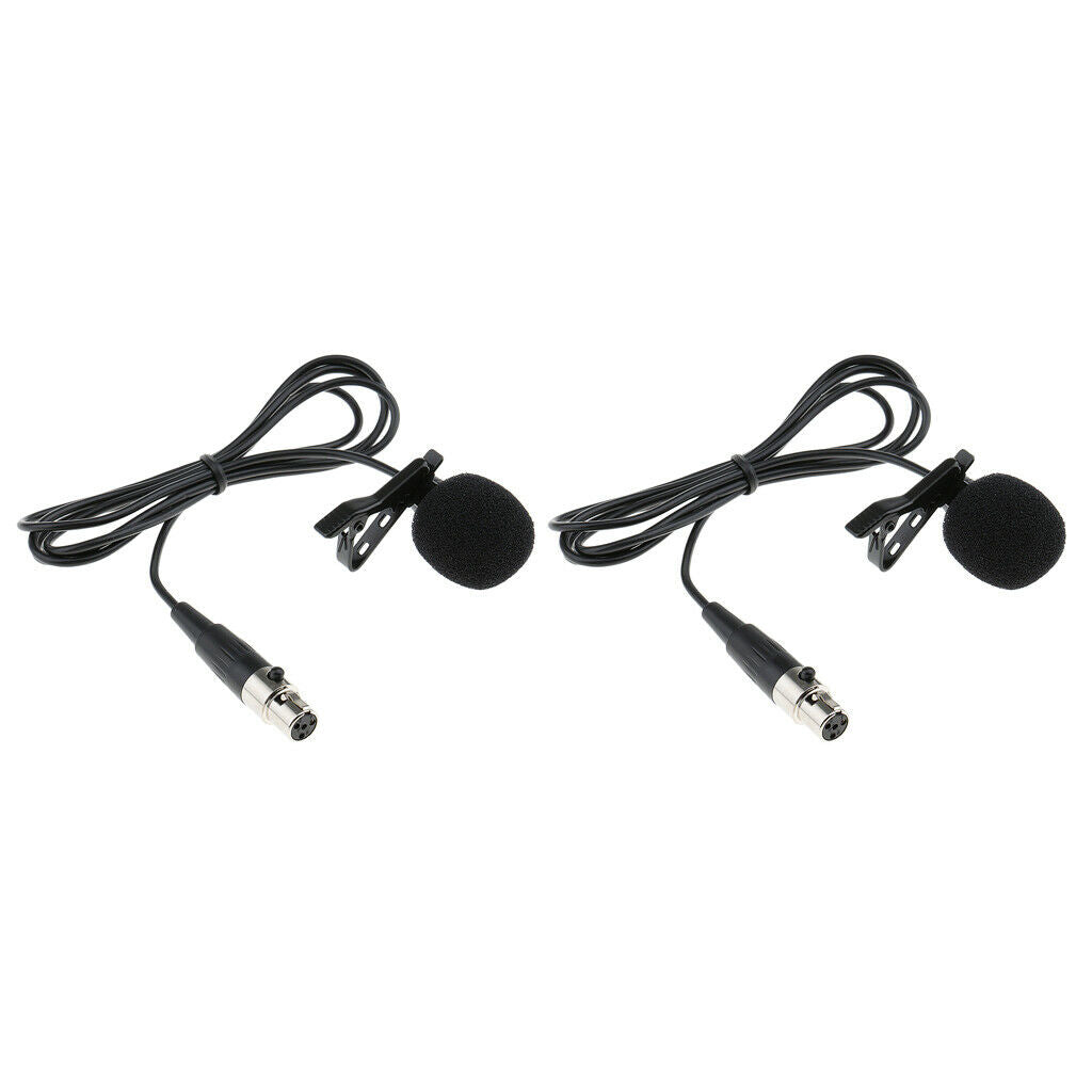 2 Pcs Mini Lavalier Microphone Mic w/ Clip for Vloggers 4-Pin Tie Clip On