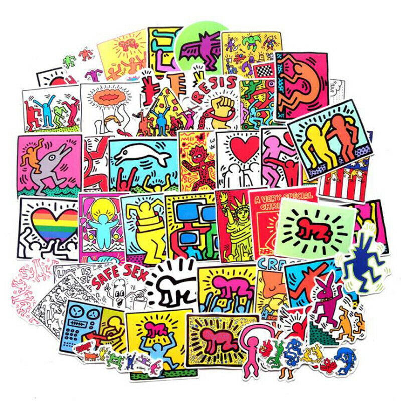 50Pcs Keith Haring Stickers Waterproof Laptop Skateboard Luggage Guitar Stic GR