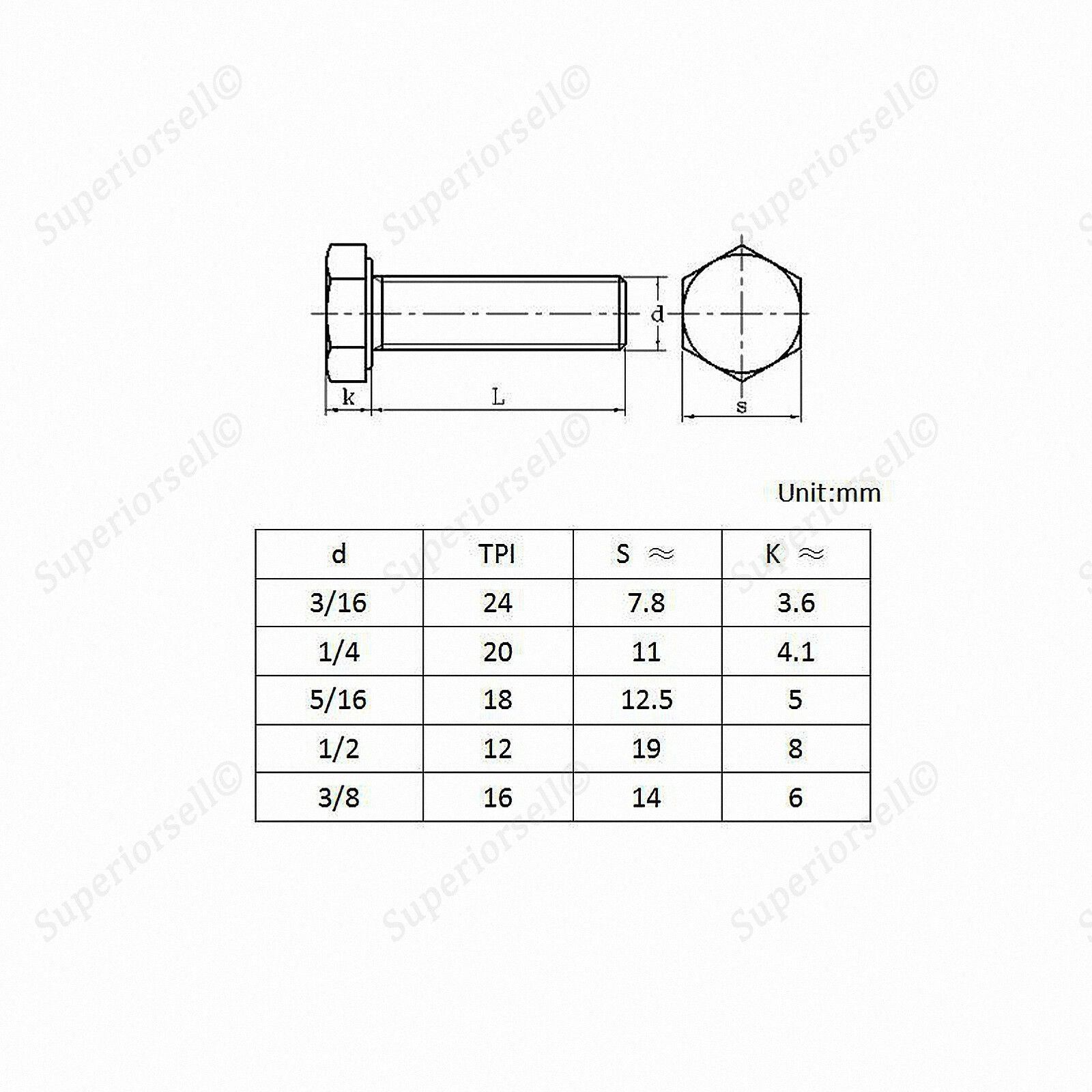 6Pcs 5/16-18 BSW Hex Hexagon Head Set Screw Bolt Kit-A2 Stainless L1-1/2"~2-3/4"