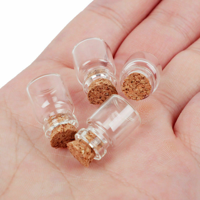 50Pcs 0.6ml  Mini Tiny Empty Clear Glass Jars Bottles Vials with Cork Stoppers