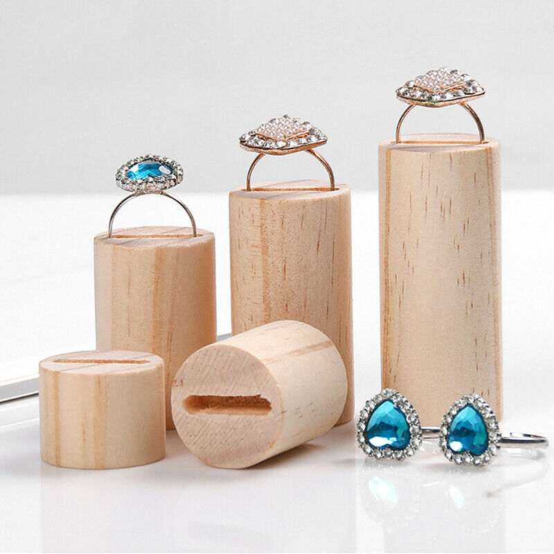 5 Pcs Wooden Ring Jewelry Display Rack Organizer Stand Cone Shape Ring Holder