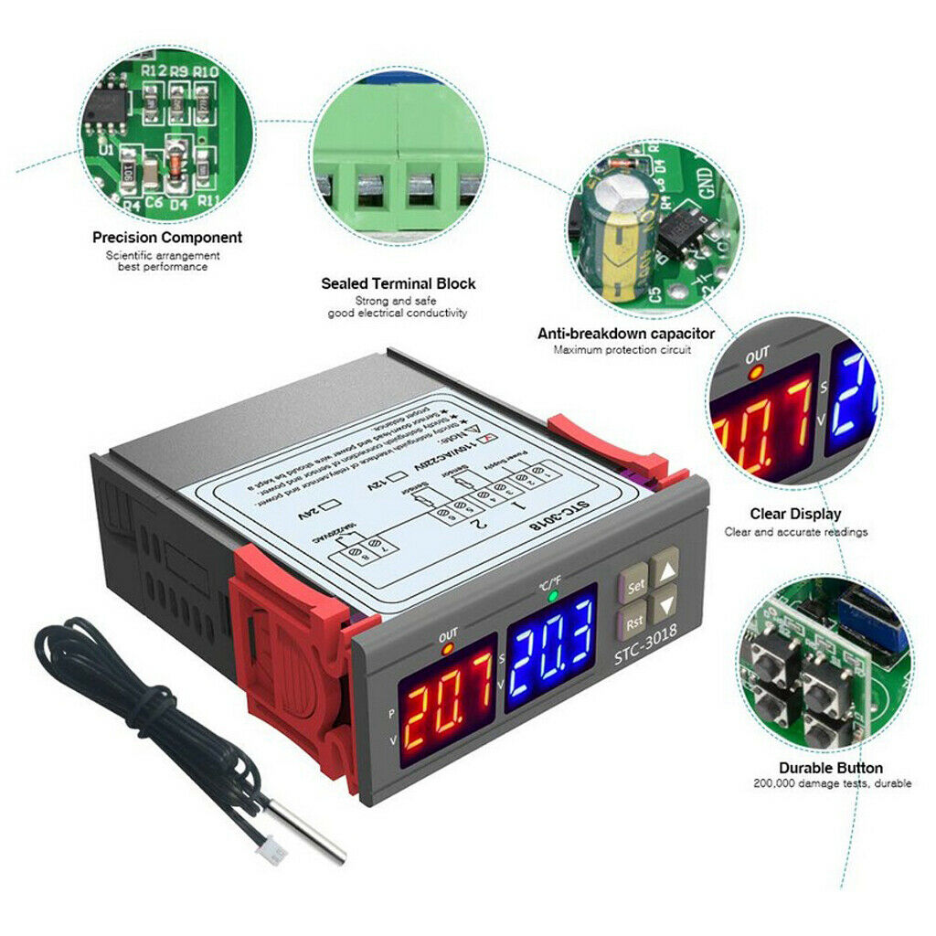 Temperature Controller Celsius&Fahrenheit C/F Thermoregulator Thermostat 12V