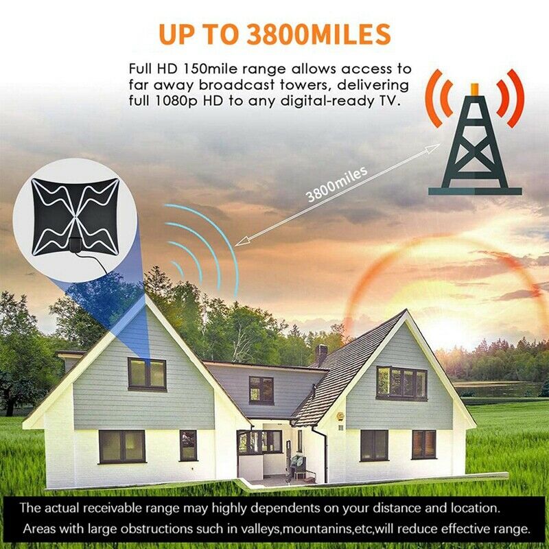 4K High Gain 3800 Miles Digital TV Antenna Amplifier Booster Active Indoor AerK7