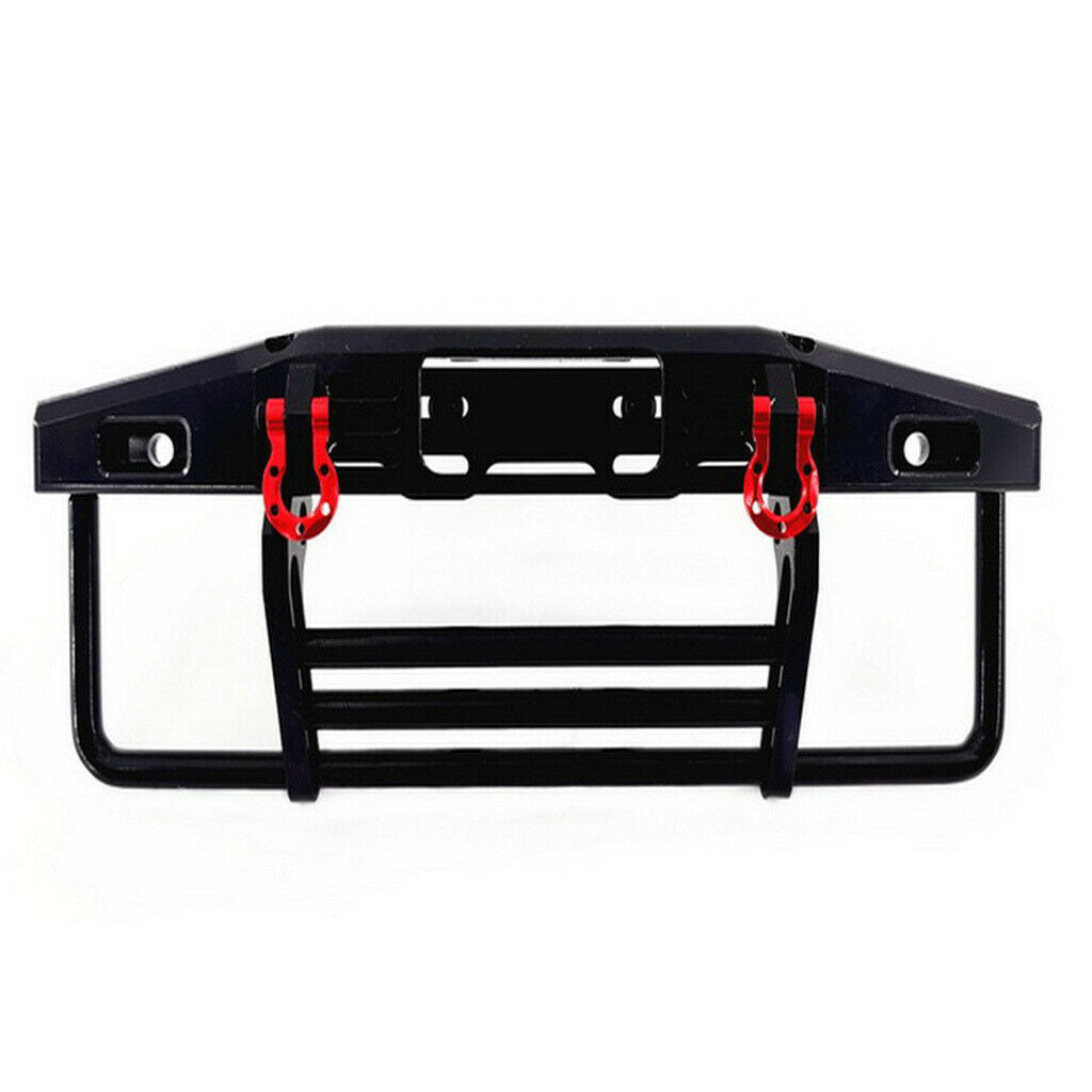 Metal Front Bumper w/ Tow Hook & Light for 1:10 SCX10 TRX4 RC Car Parts