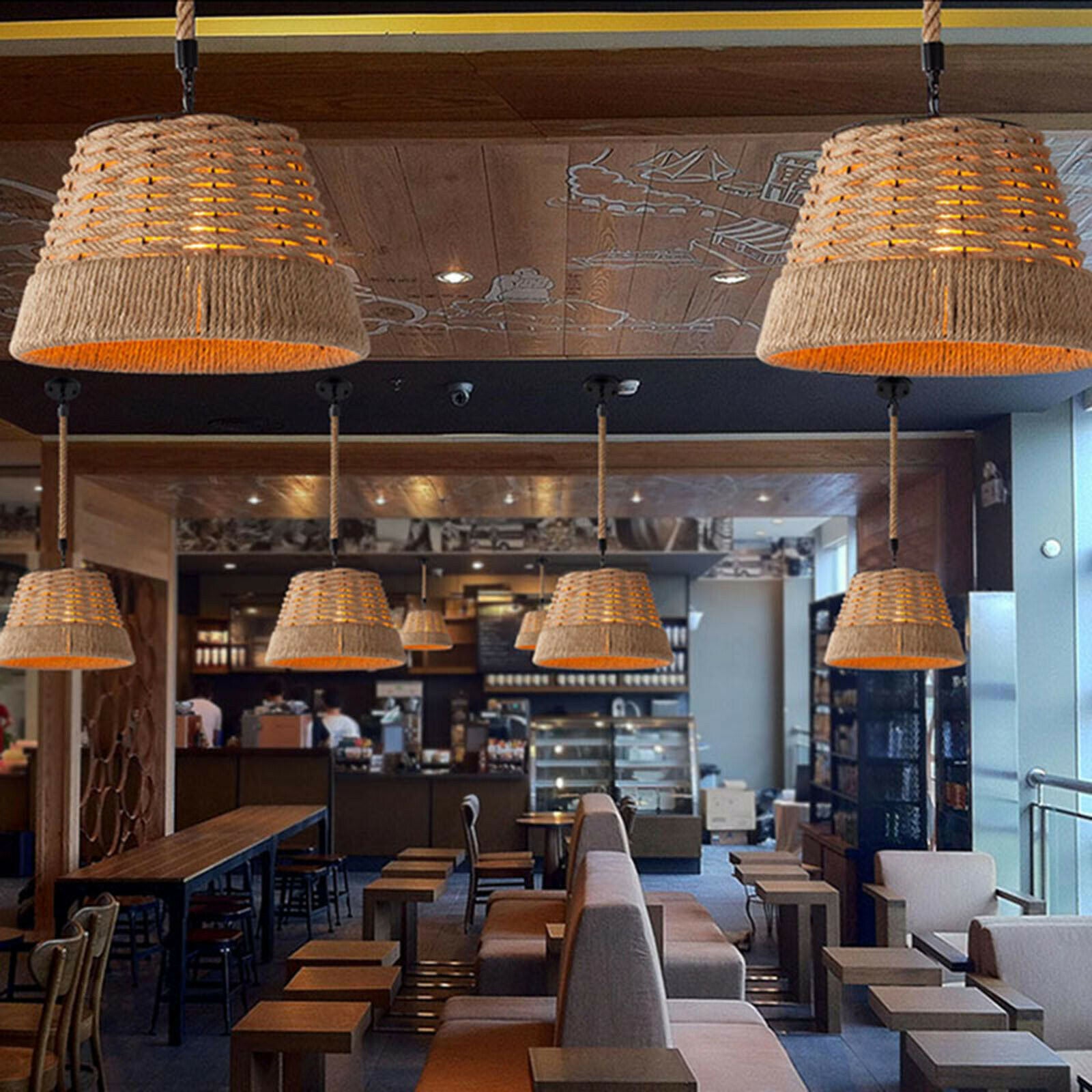 Novelty Hand-woven Pendant Ceiling Lamp Kitchen Restaurant Hotel Office Hanging