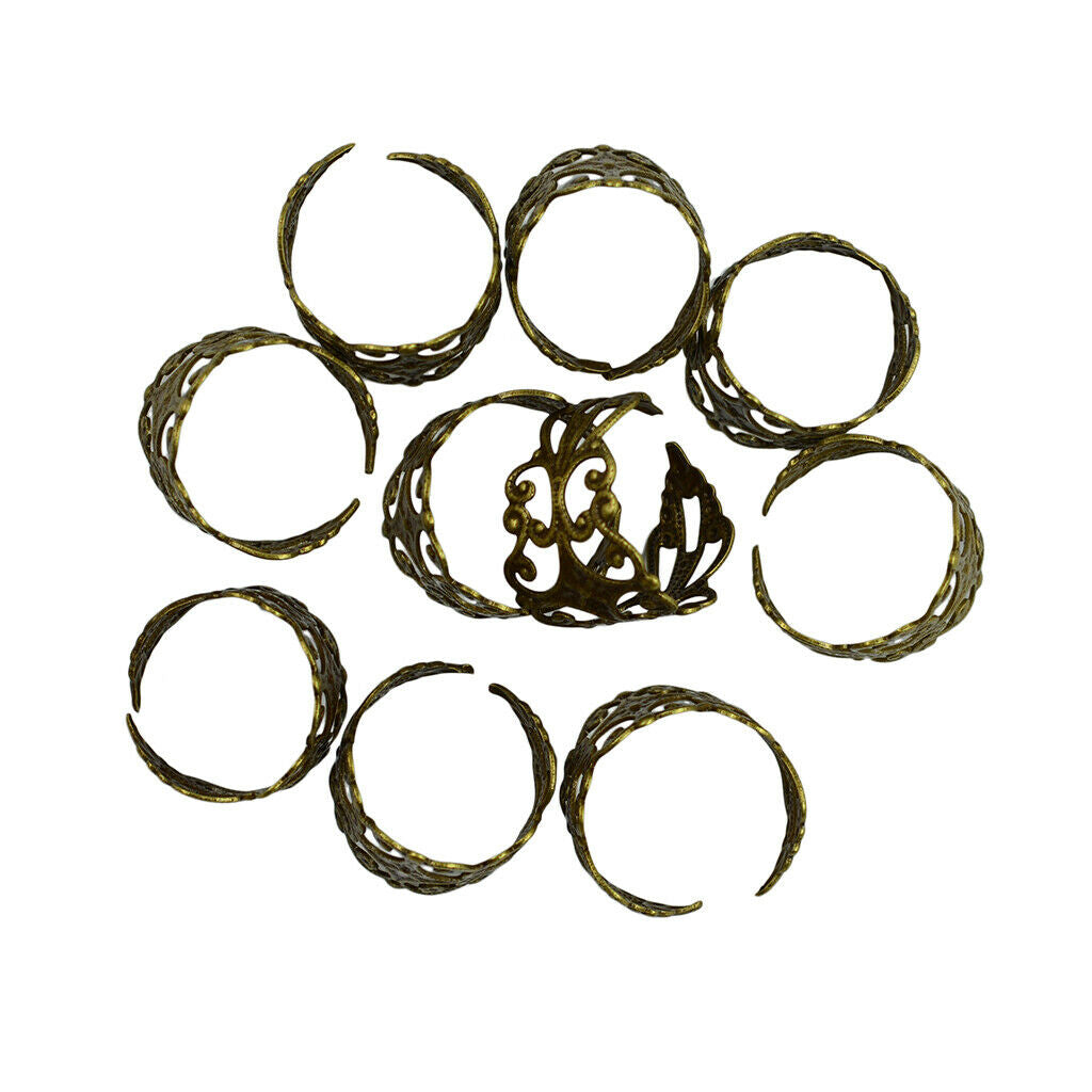 20 Pieces Adjustable Brass Blank Stamped Flower Ring DIY Making