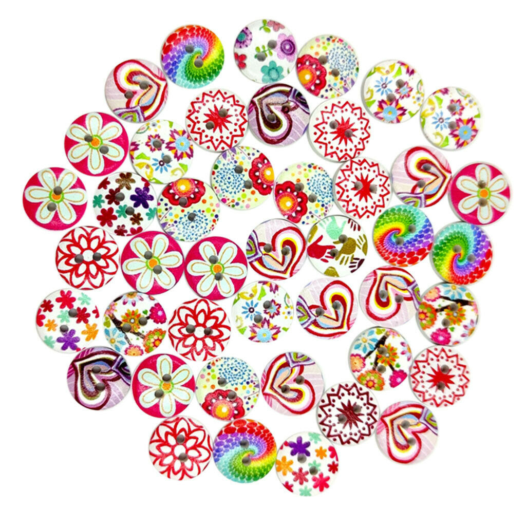 100x 2 Holes Wood Buttons Decorative Button Clothing Decor DIY Crafts 15mm