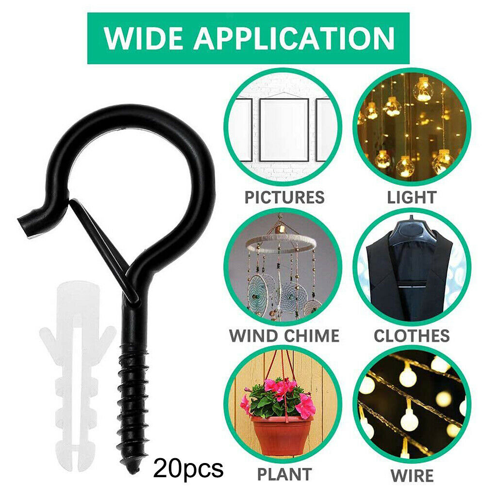 Pack of 20 Screw Hooks Screw-in Safety Buckle Design Hanging Practical Tools