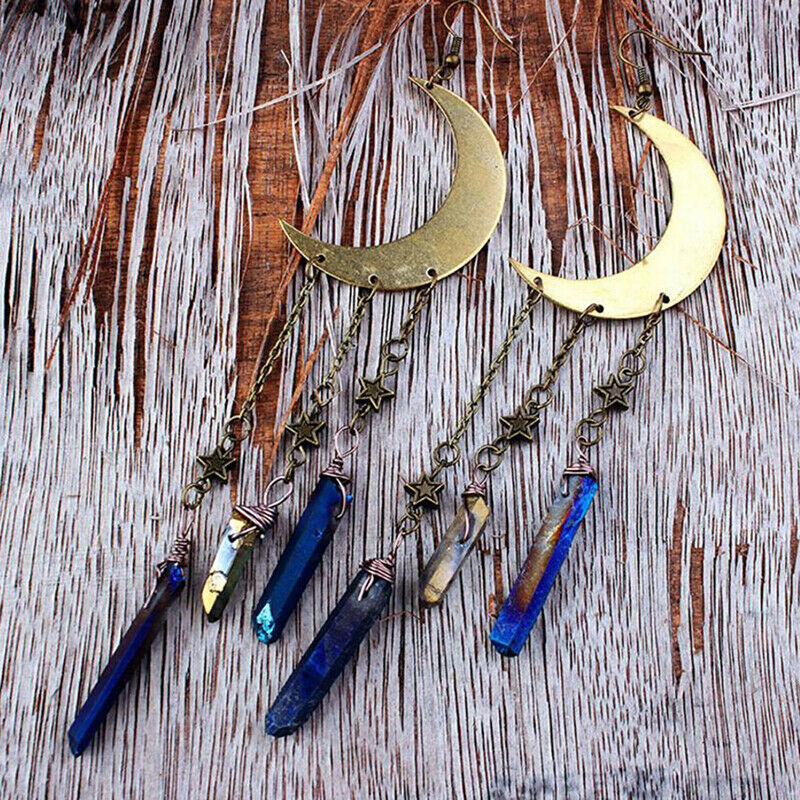 Large Moon Earrings Plated Dangly Drop Crescent Moon Celestial Gifts JewelryBDA