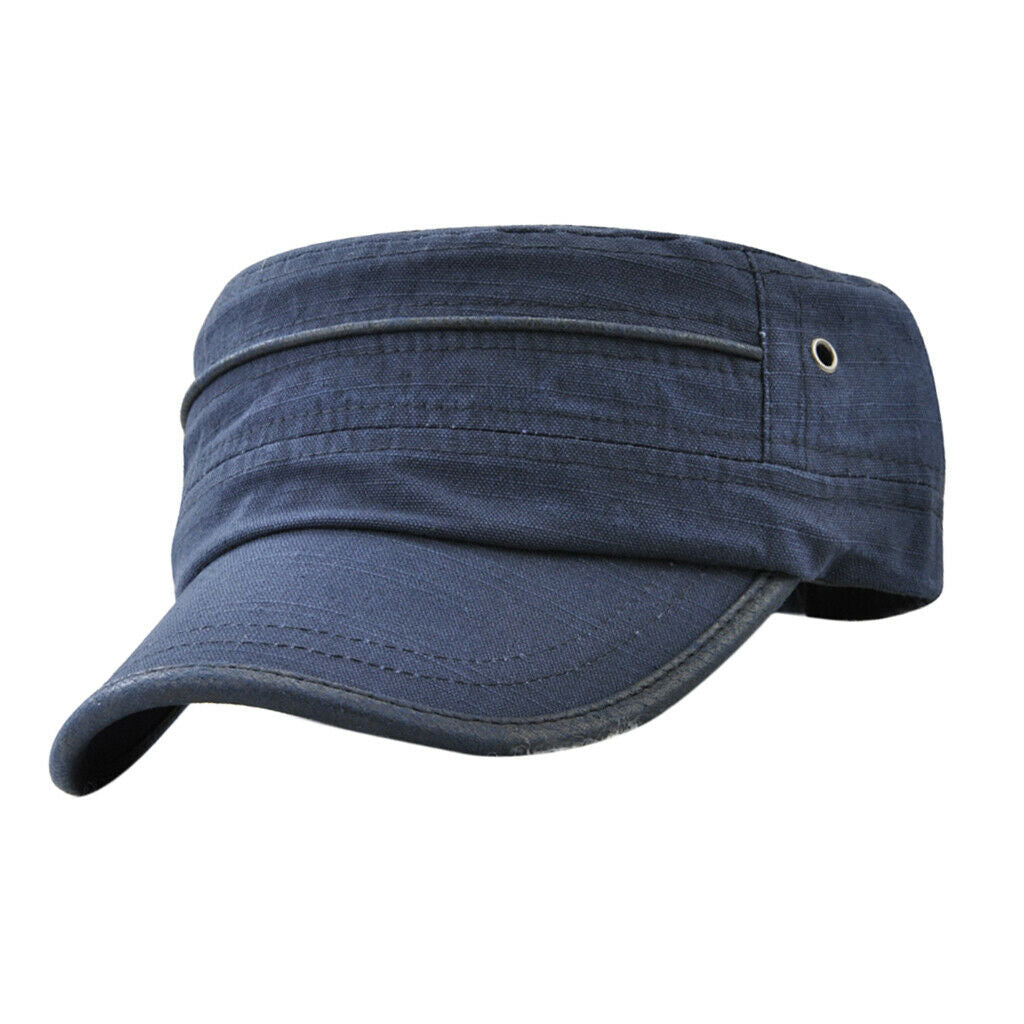 Men Adjustable Army Plain Hat Cadet Military Baseball Sport Cap Blue