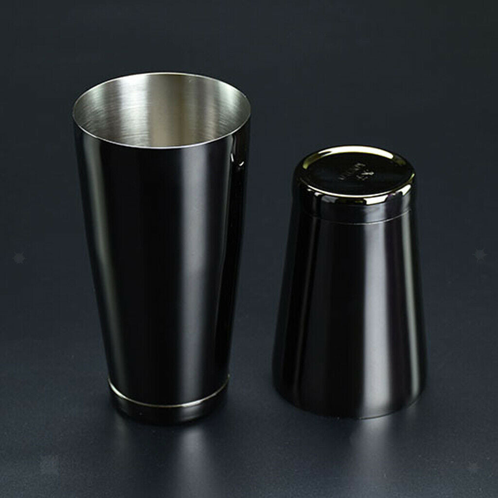 Stainless Steel 800ml Boston Can & 500ml Flair Tin set Cocktail Tools Black