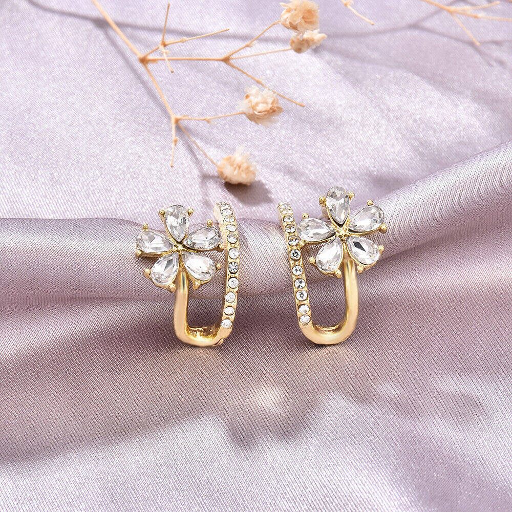 2021 Fashion Flower Zircon Earrings Ear Stud Women Wedding Party Jewellery Gifts
