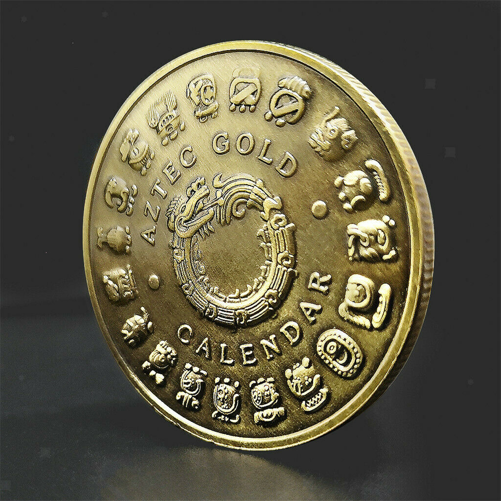 1pc Mayan Bronze Coin Mayan Pyramid Commemorative Medallion Art Collection