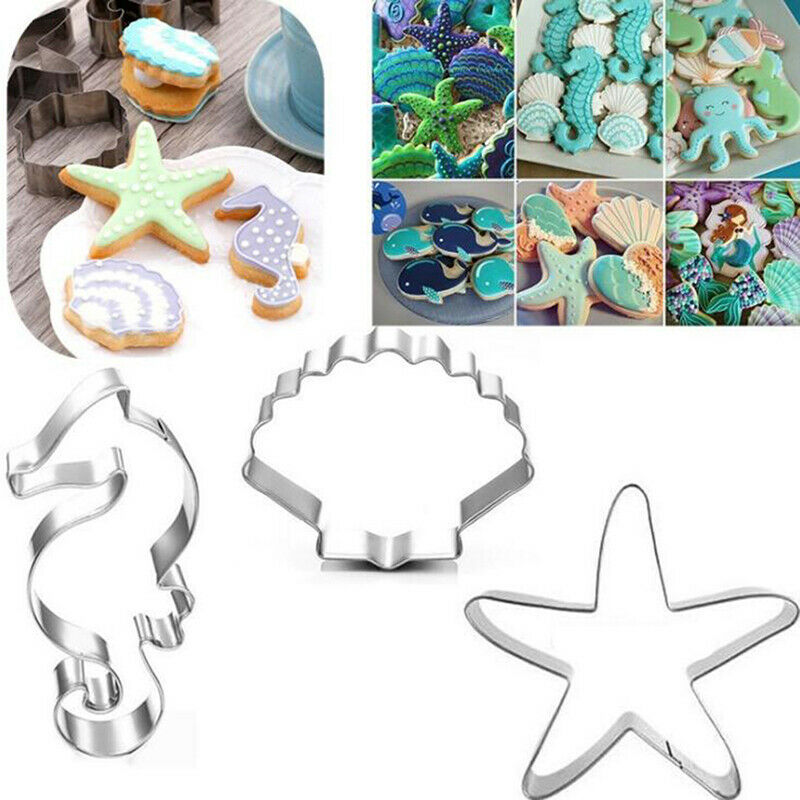 3Pcs Seahorse Starfish Seashells Cookie Cutter Mold DIY Biscuit Mold Baki.l8