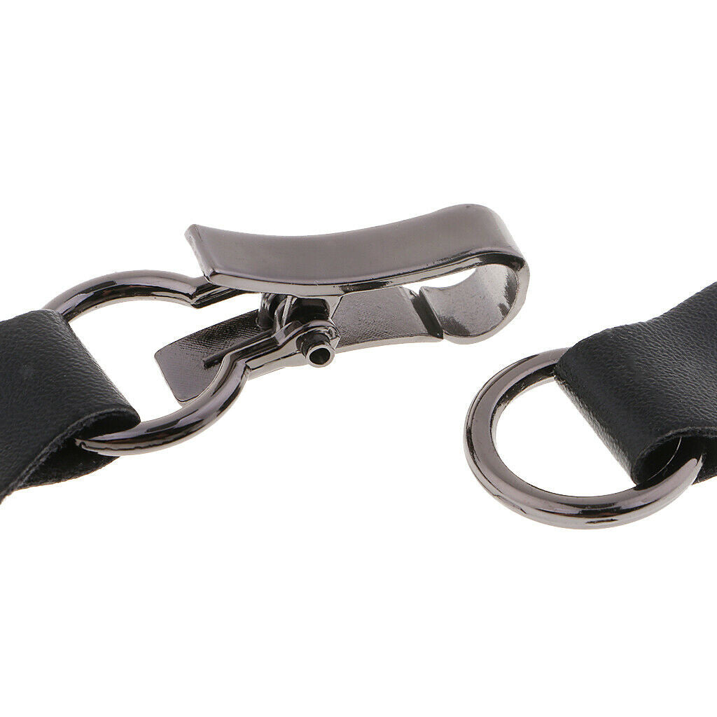 Black PU Leather Horn Toggle Buttons with Metal Hooks Coat Duffle Jacket DIY