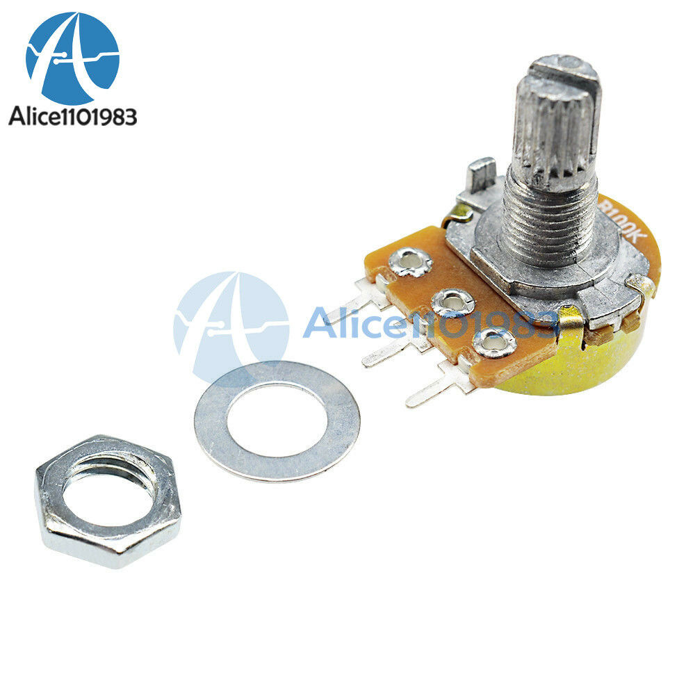 10PCS 100K ohm Linear Taper Rotary Potentiometer Panel pot B100K 15mm WH148 3Pin