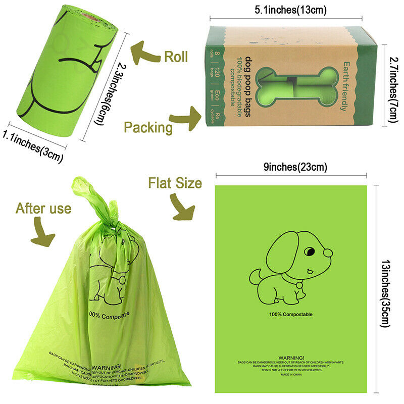1roll Biodegradable Dog Poop Bags Corn starch Earth Friendly Waste Bag for Dogs