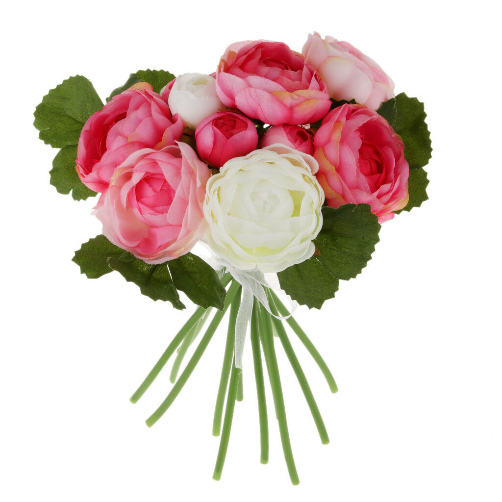Artificial 13-Head Jasmine Silk Flowers Wedding Photography Craft Rose Red
