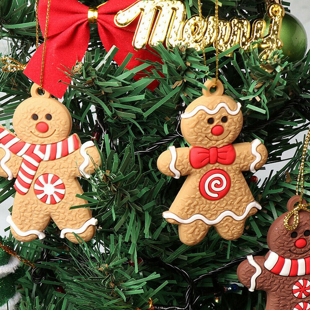 Gingerbread Man Christmas Tree Ornaments 12 PCs Soft PVC  Living Room Decoration