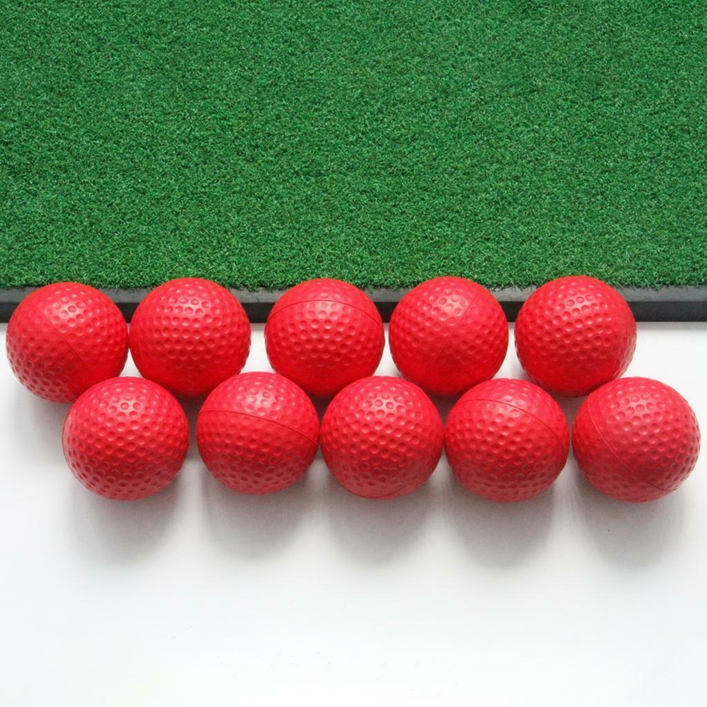 10 Pieces Practice Golf Ball PU Dimpled Elastic Training Golf Ball Red