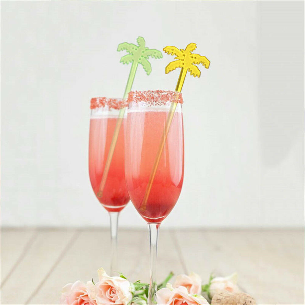 50pcs Coconut Tree Cocktail Swizzle Sticks Drink Stirrer Coffee MuddlerPuddle Xz