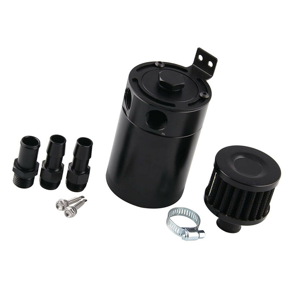 Universal Compact Baffled 2-Port Oil Catch Can Tank Air-Oil Separator