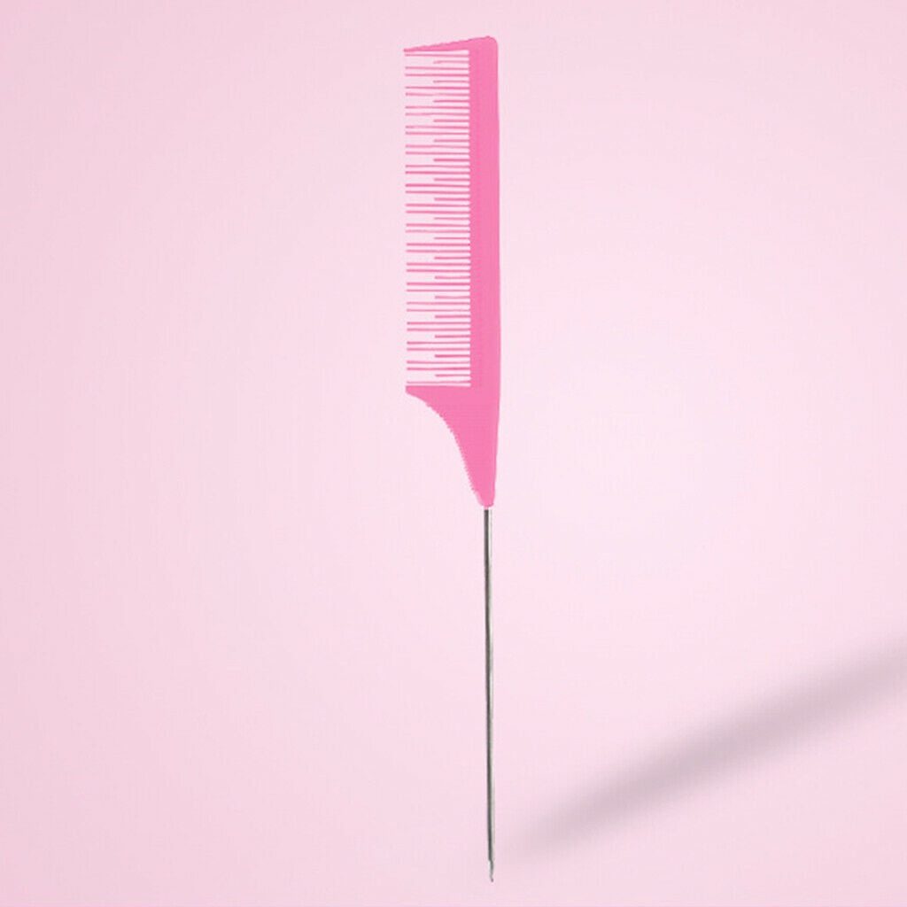 Barber Fine-Tooth Rat Tail Comb for Hair Dyeing Styling Detangling Pink