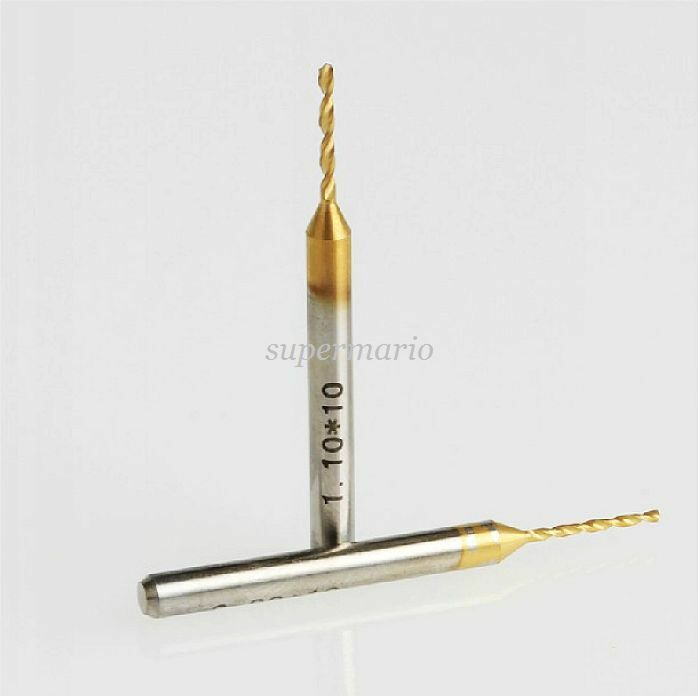 10 Titanium Nitride Coated Carbide 0.3mm to 1.2mm PCB CNC Drill Bits Router Bits