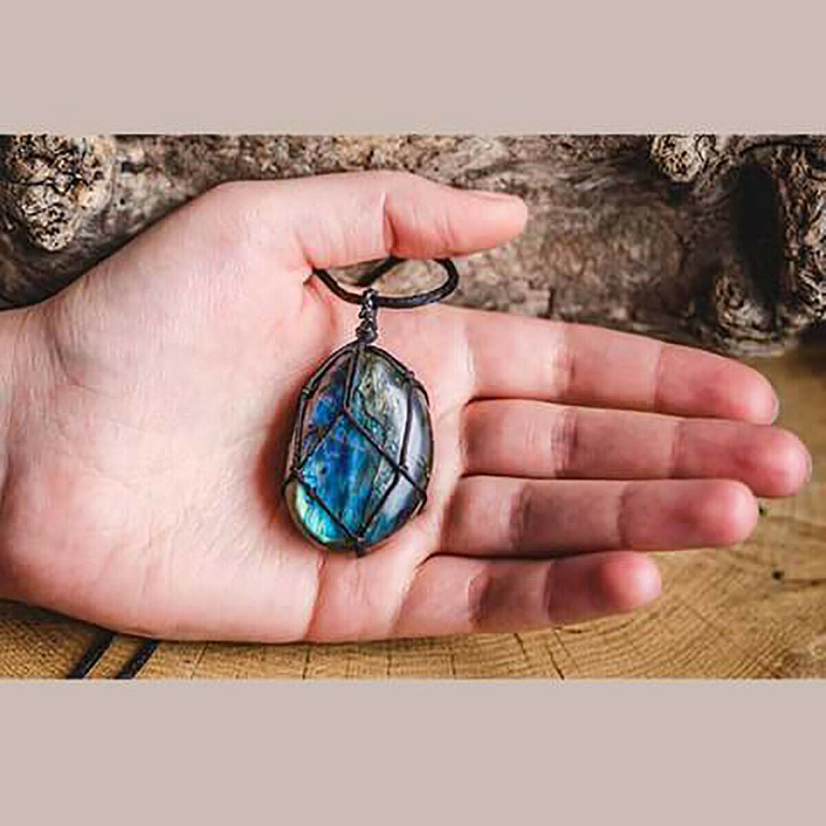 Dragon Heart Labradorite Necklace Natural Stone Women Pendant Stone Dragon Eye