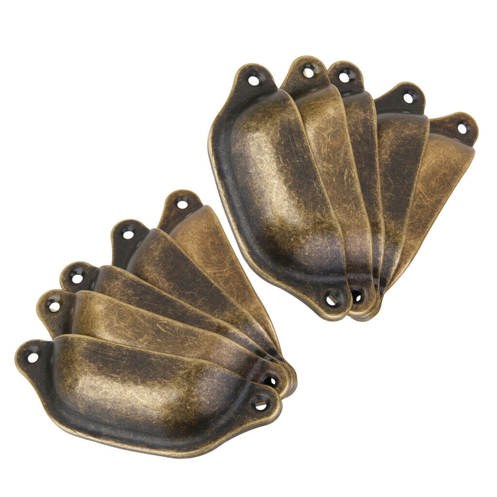 10 set Retro Seashell Brass Pull Handle Knob f/ Medicine Chest Hardware Home
