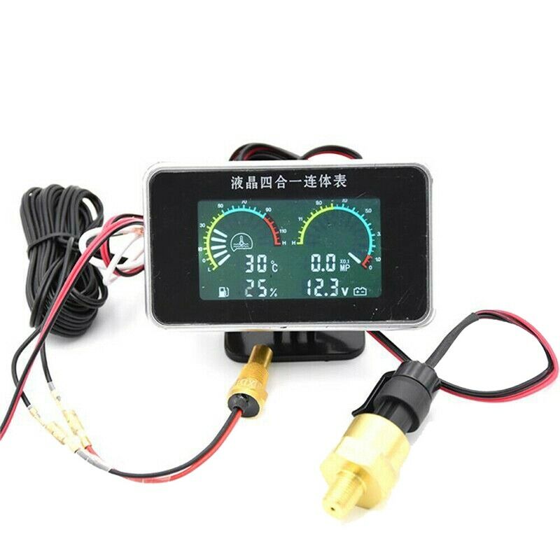 4in 1 LCD Multifunction Car Digital Water Temp Oil Pressure Fuel Gauge VoltmT7L8