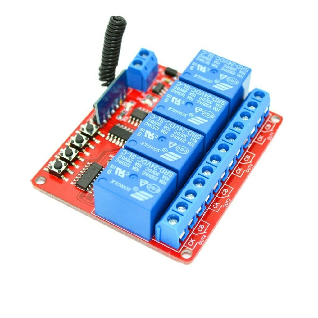 24V 4-Channel 433M 4-Button   Remote Control Switch + Receiver Module