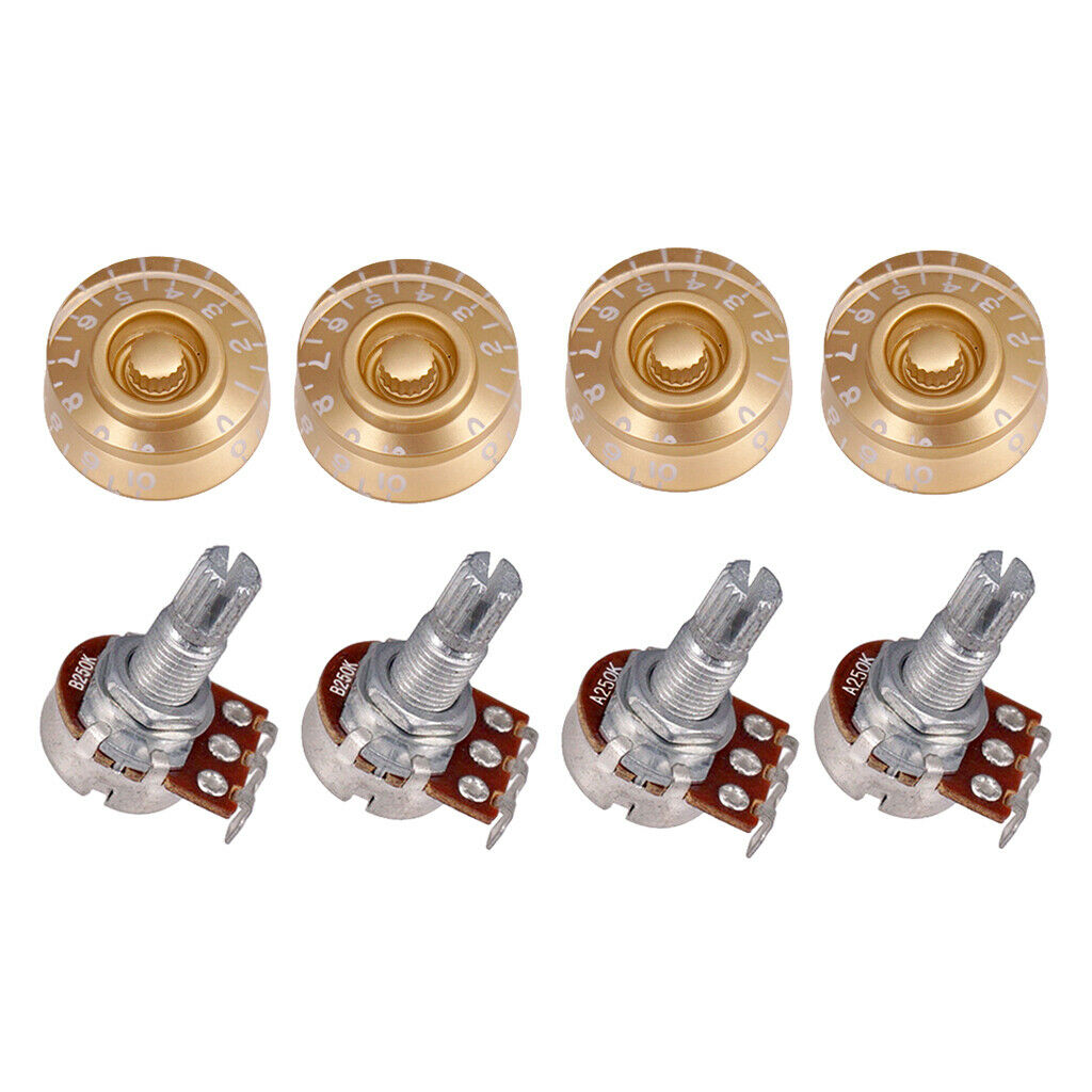 4 X Guitar Potentiometer A250K B250K + 4-Piece Knob Volume Control Volume Knob