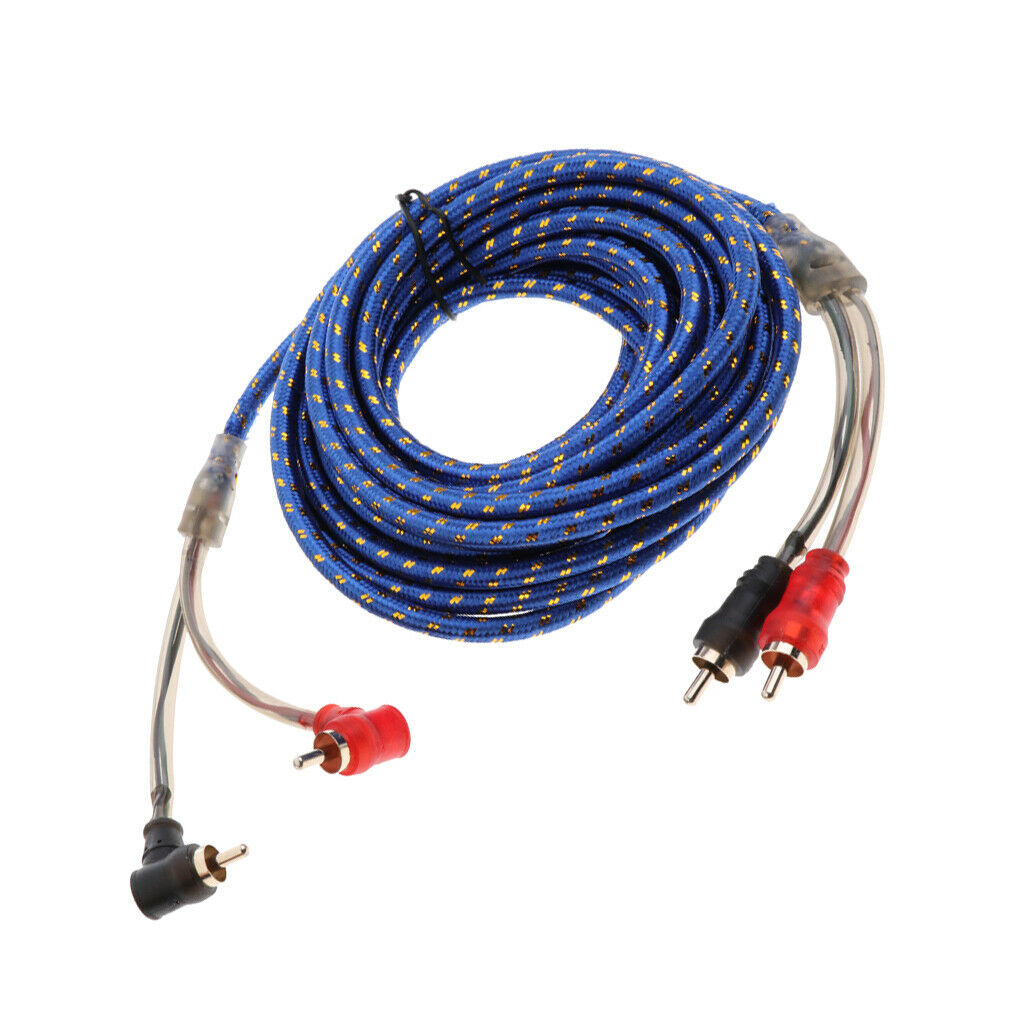 Auto 5Meter 2RCA Male to 2RCA Male Stereo Audio Power Speaker Cable Knit