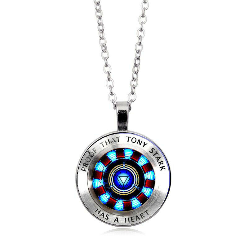 l Iron Man Tony Stark Arc Reactor Cabochon Necklace Glass Pendant The Avengers