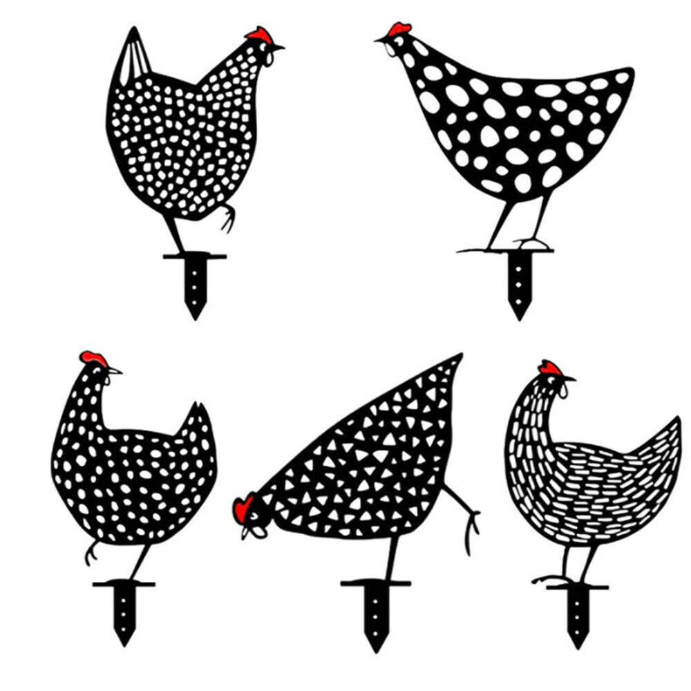 Garden Outdoor Decorative Chicken Ornaments Yard Art Backyard Lawn Stakes Decor