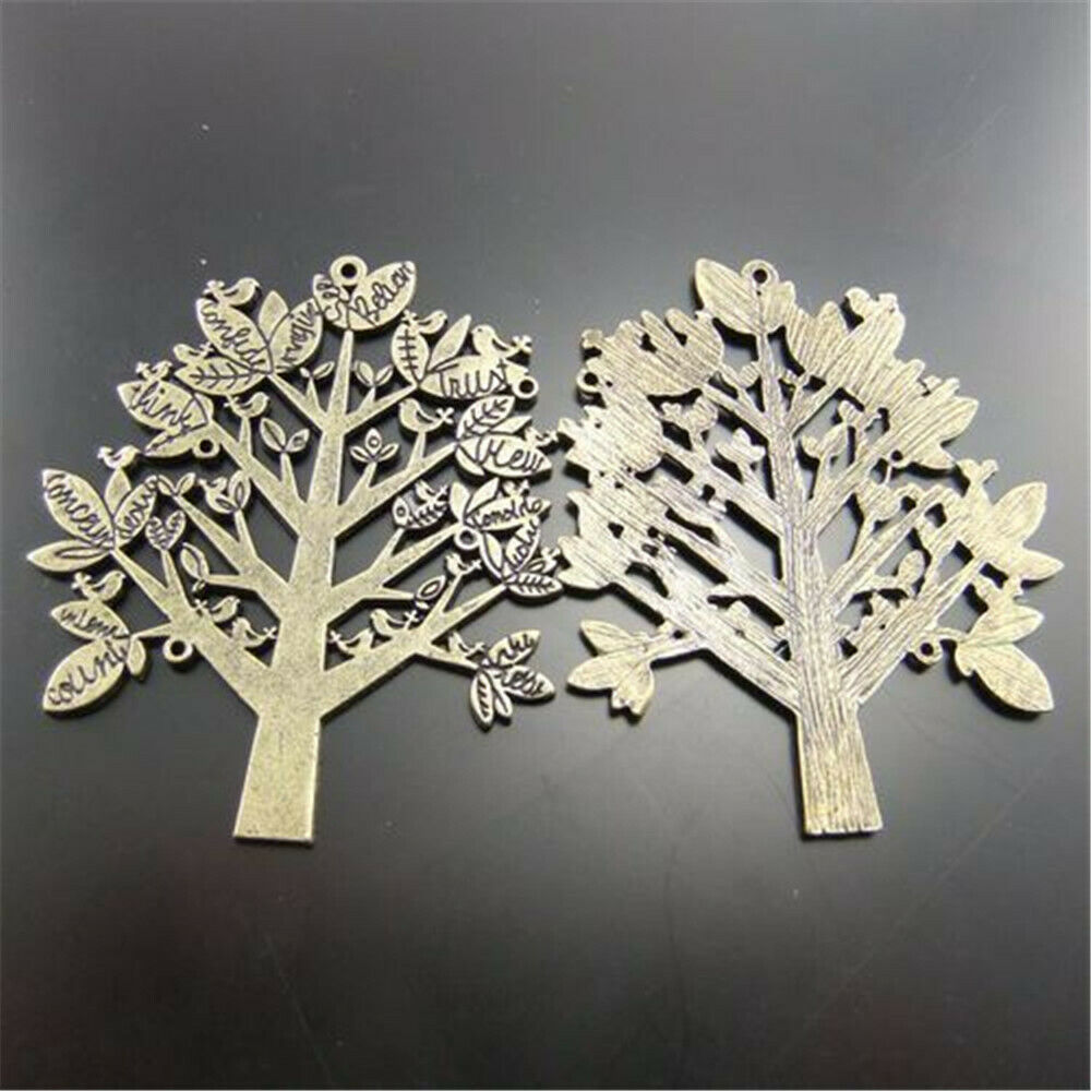 4 pcs Antiqued Bronze Color Large Tree Pendant Charm Alloy Jewelry Craft 67x58mm