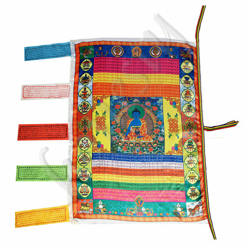 Tibetan Satin Wind Horse Flag Tibetan Buddhism Buddha Prayer Flags 94x68cm