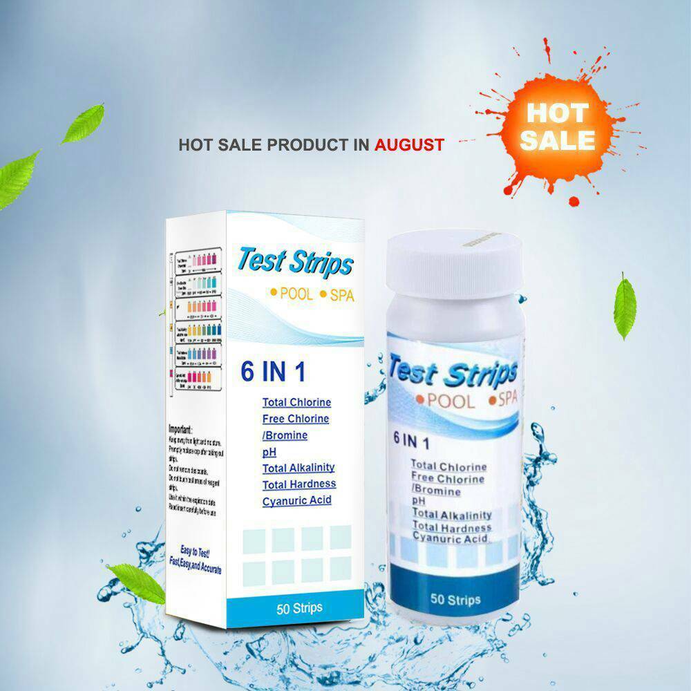 50 PCS Chlorine Dip Test Strips Hot Tub SPA Swimming Pool PH Tester Paper 6IN1