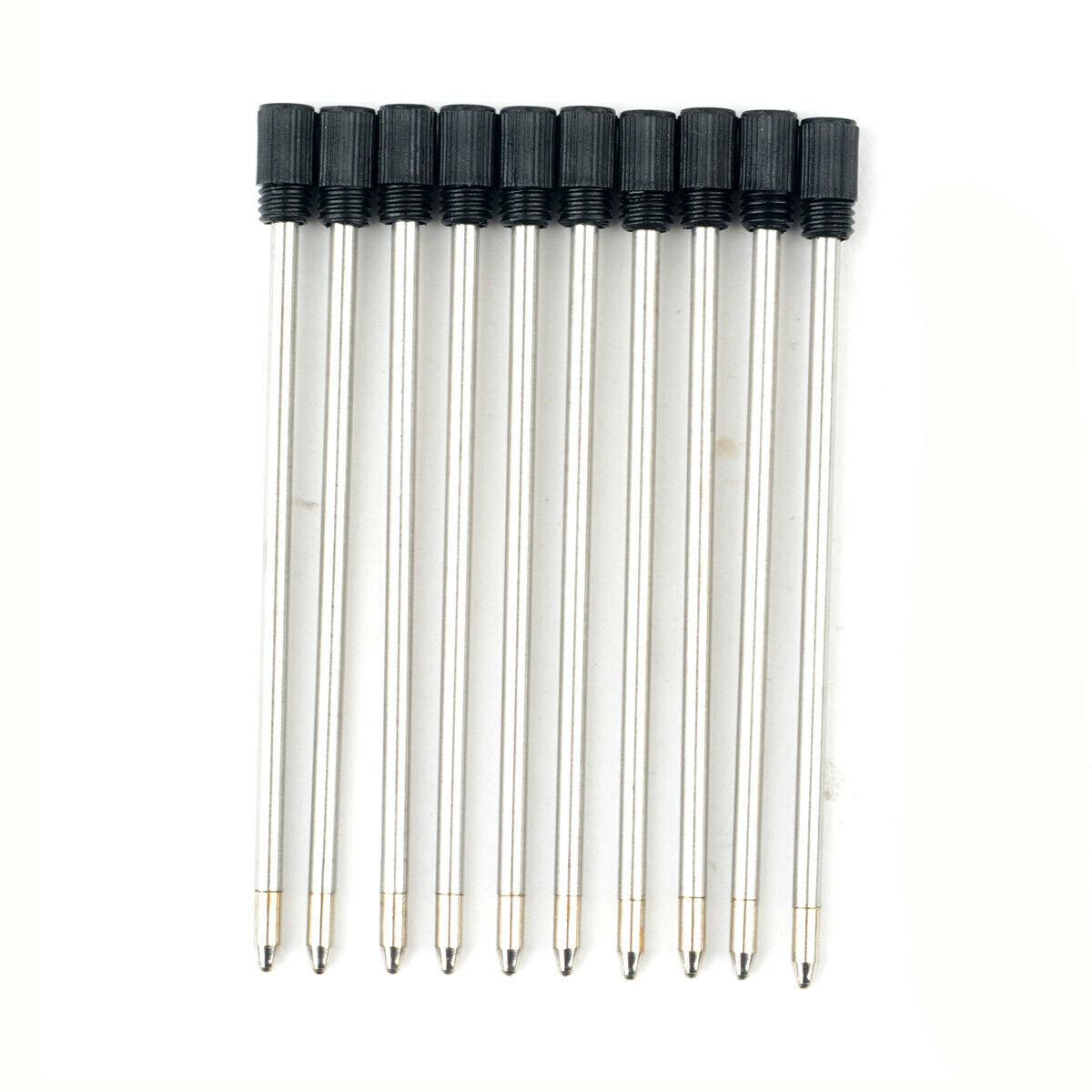 10Pcs 70mm Black Metal Element Crystal Ink Ballpoint Replace Refill Pen Tool