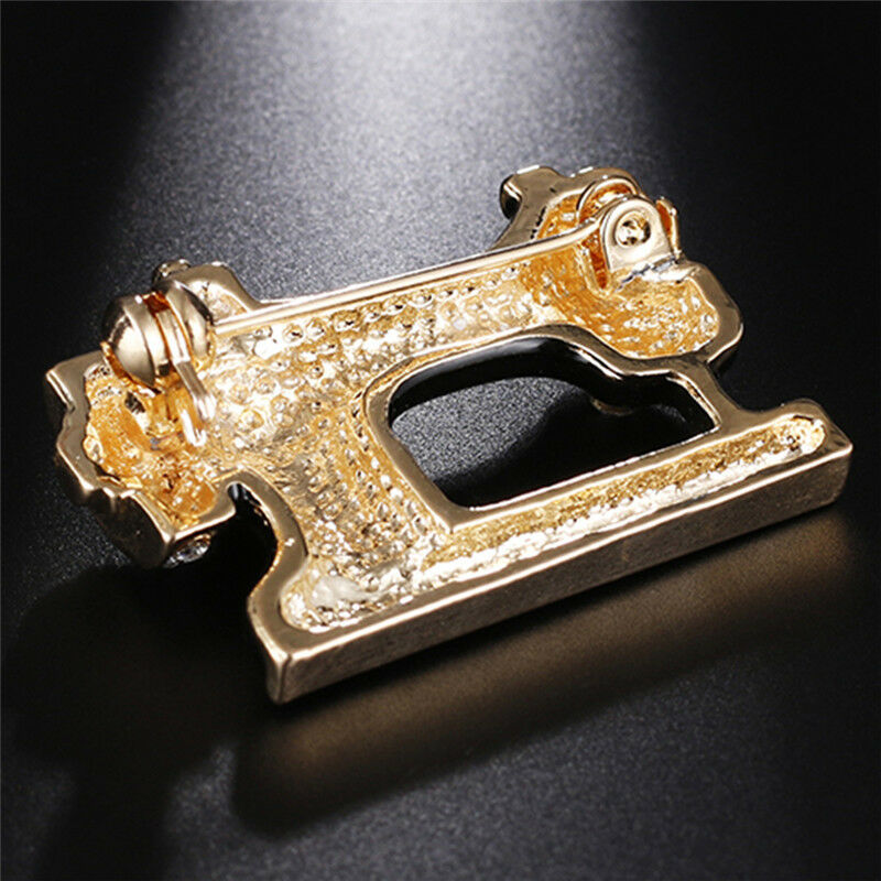 Sewing Machine Brooch Pin Black Enamel Brooch Collar Scarf Decoration Jew.l8