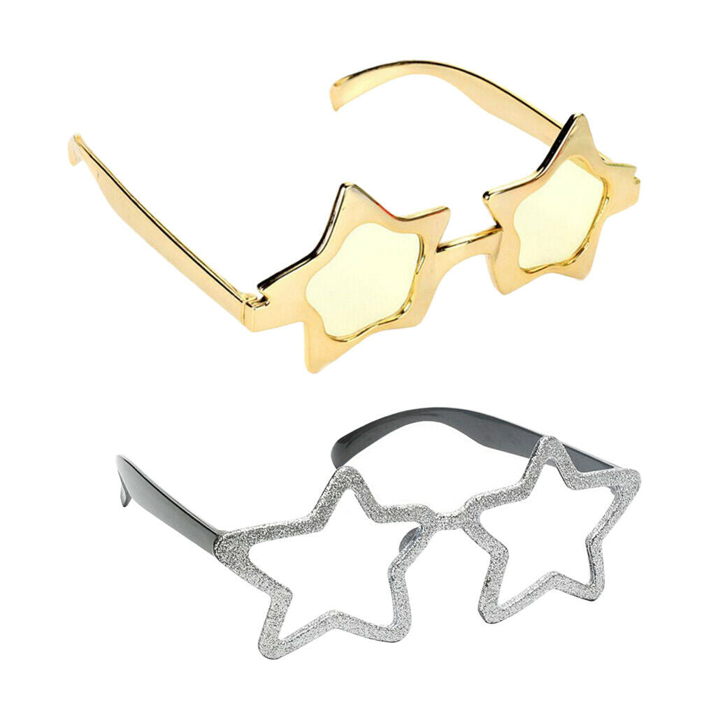 2 Pieces Glitter Five-point Star Sunglasses Eyeglasses Fancy Dress Glasses