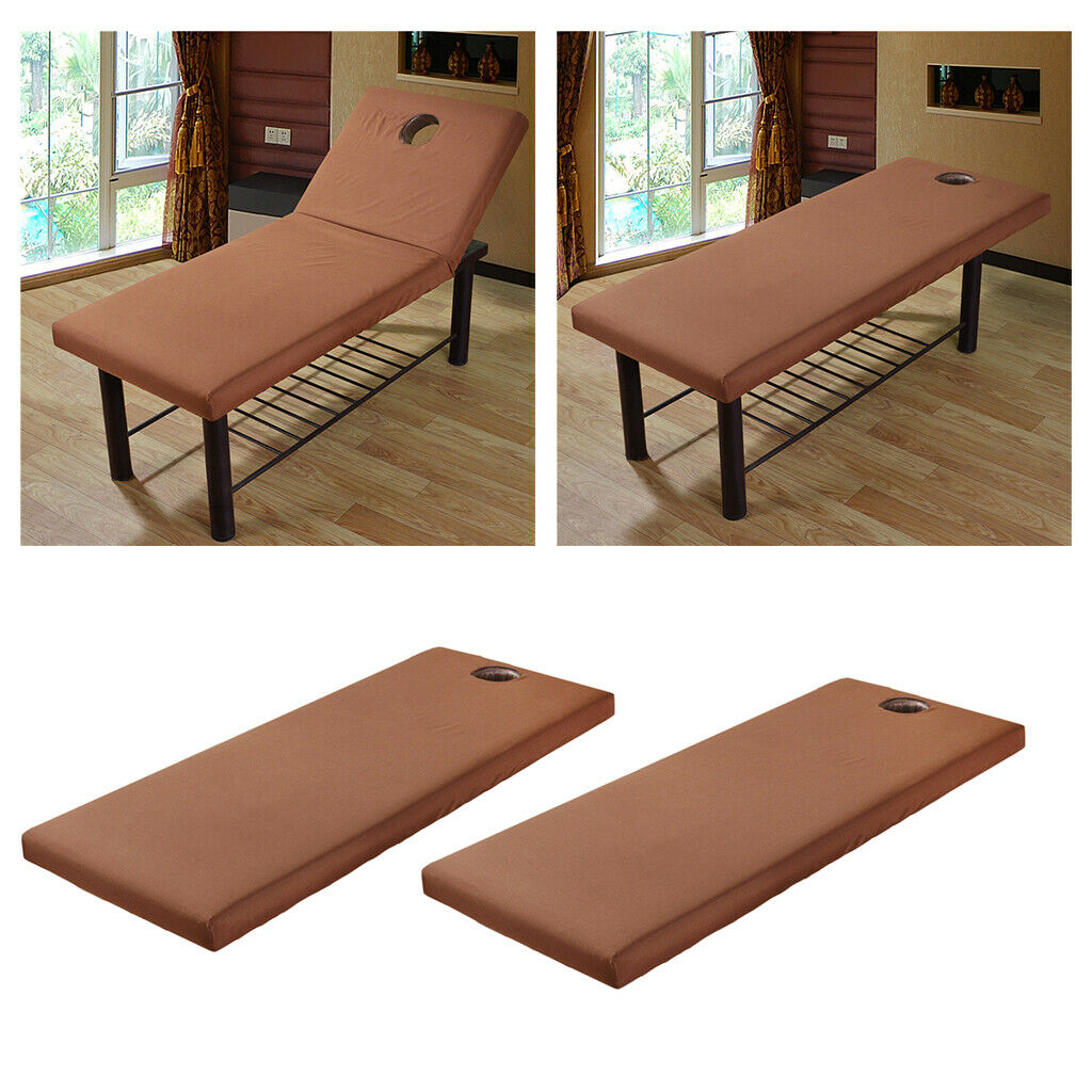 Pack 2 Beauty Salon Massage Table Cover Spa Bed Fitted Sheet 70x190cm Coffee