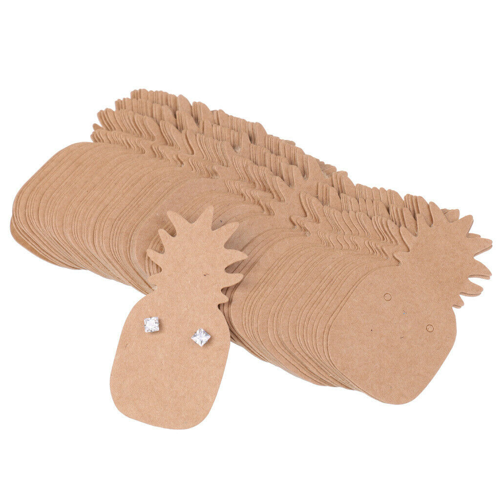 100pcs/Set Kraft Paper Cute Pineapple Earring Display Tags Jewellery Cards