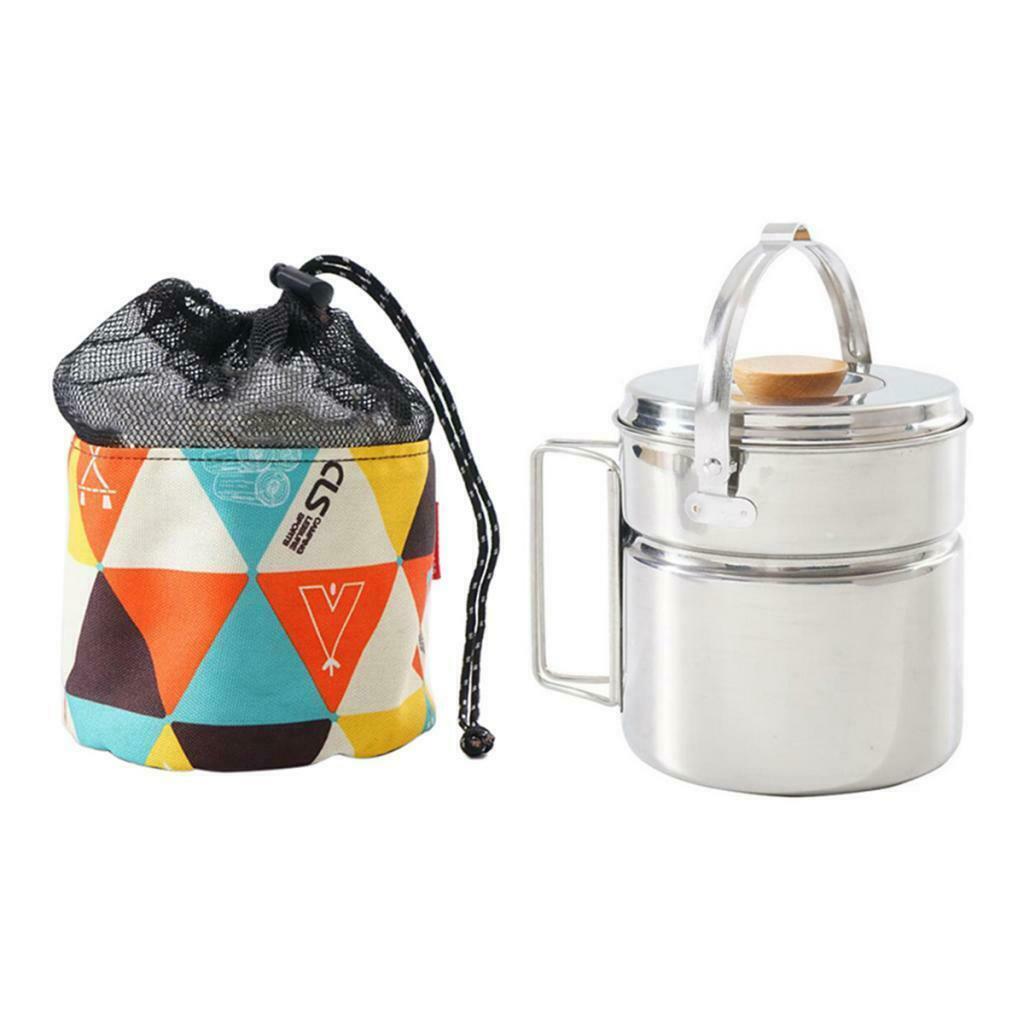 Stainless Steel Outdoor Cooking Camping Cookware Hanging Pan Pot 14x12cm