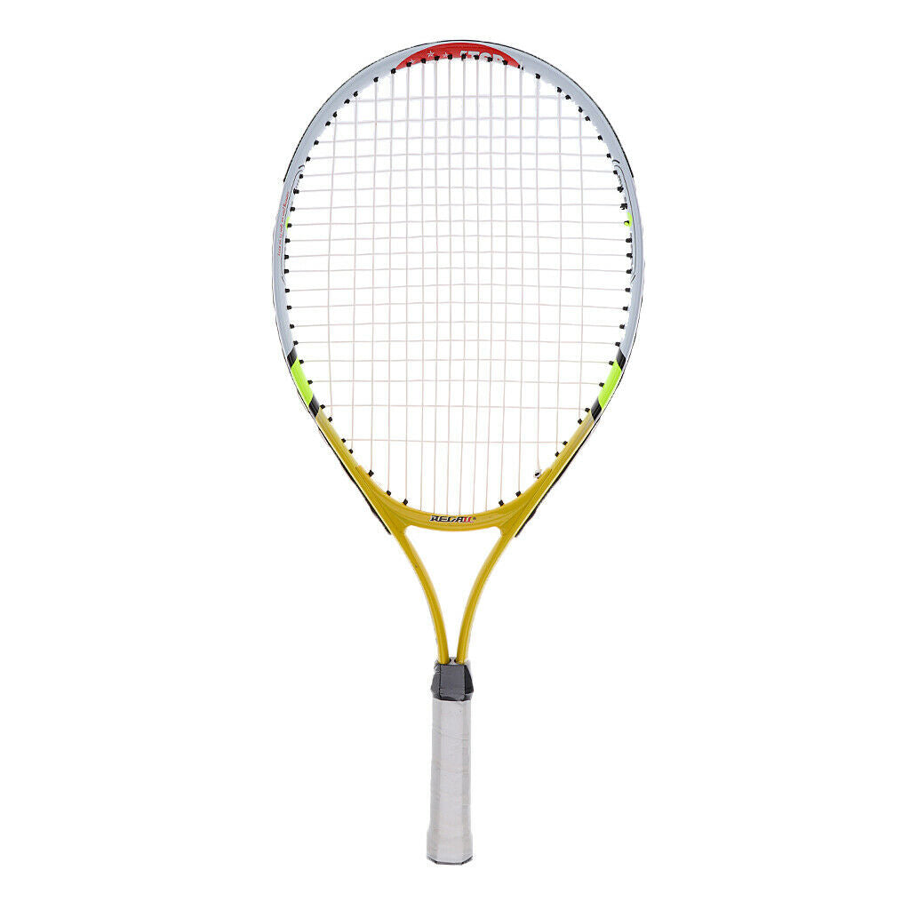 Aluminium Alloy Kids Junior Tennis Racquet Training Racket with Cover Yellow