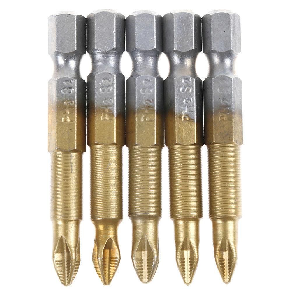 5durable anti slip titanium coated hex shank PH2 electric screwdriver bits 50_DD